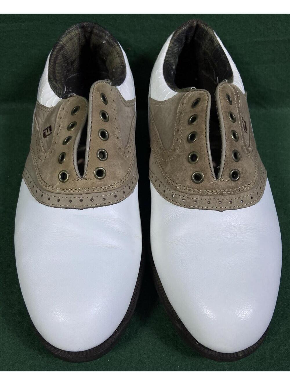 Footjoy  Golf Shoes Softjoys Terrains Saddle White Brown 98308 Size Women's 7 M